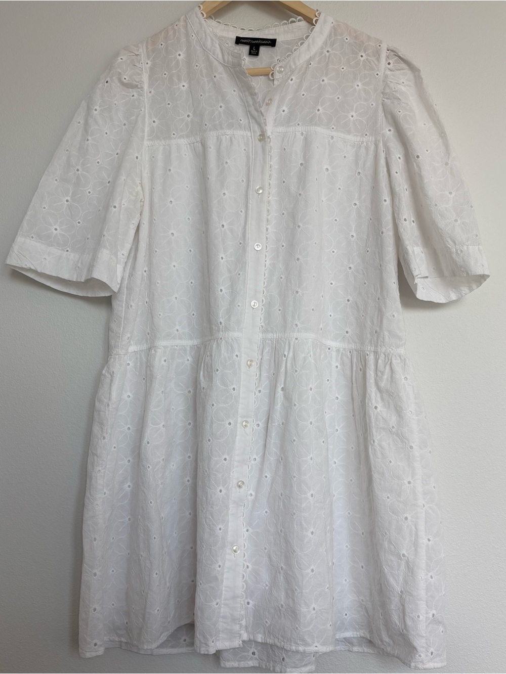 Rabbit Rabbit Rabbit Euler Embroidered White Cotton Dress Women Large Cottage